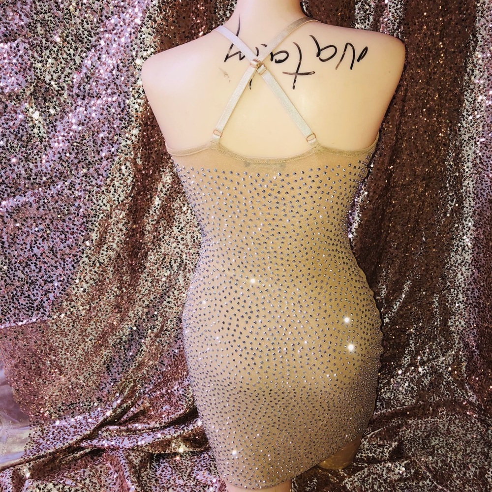 Tan rhinestone dress